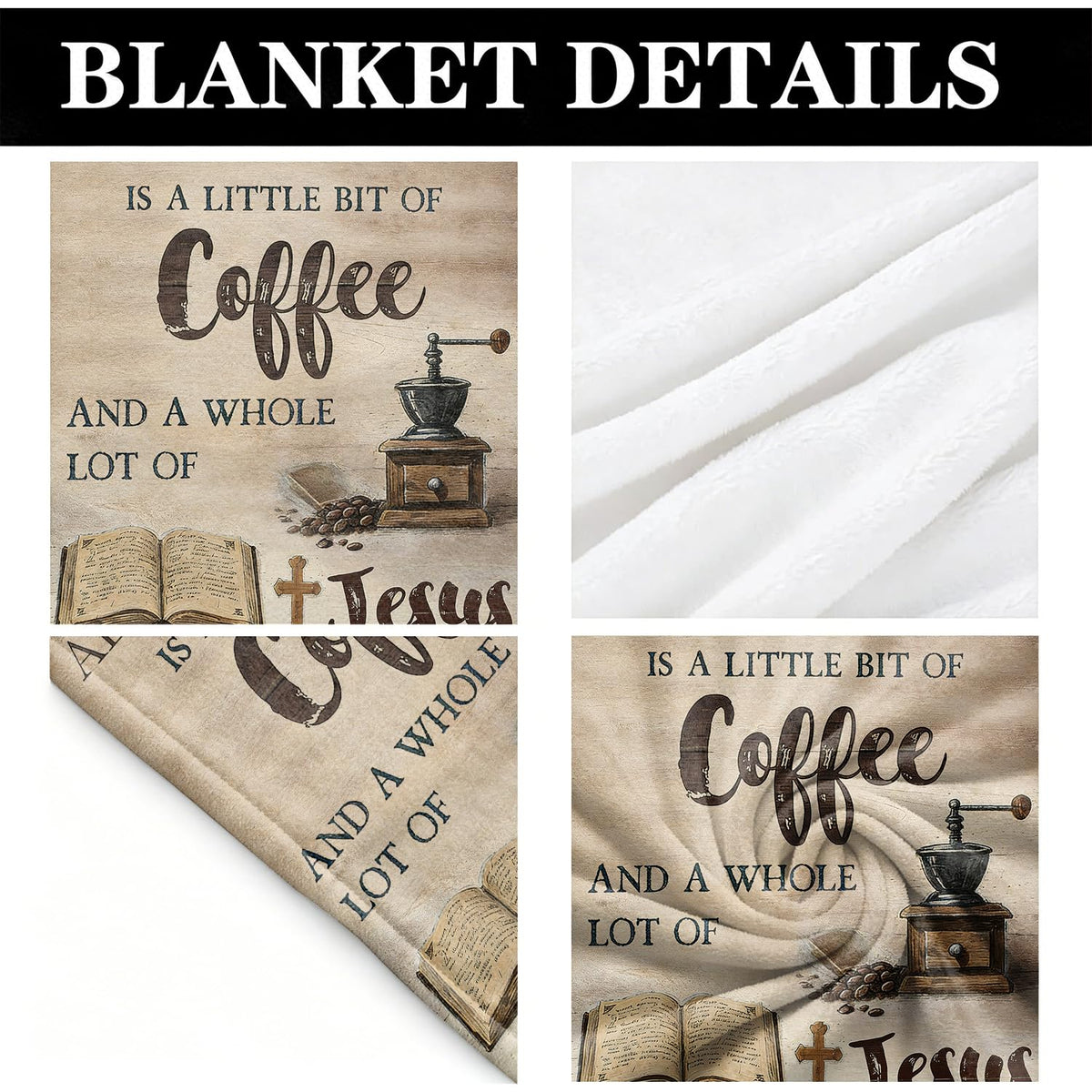 Coffee and Jesus Fleece Blanket Christian Blanket Gift Room Decor 40"x50" (Coffee and Jesus / 40"X50")