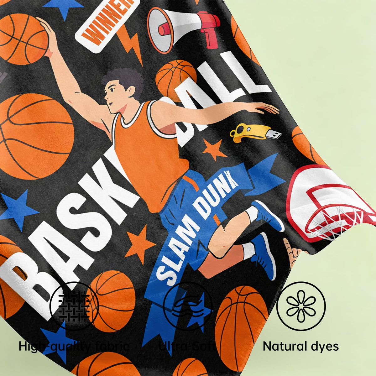 Basketball Throw Blanket Sports Soft Cozy Plush Flannel Blanket 60"X80" (Basketball / 60"X80")