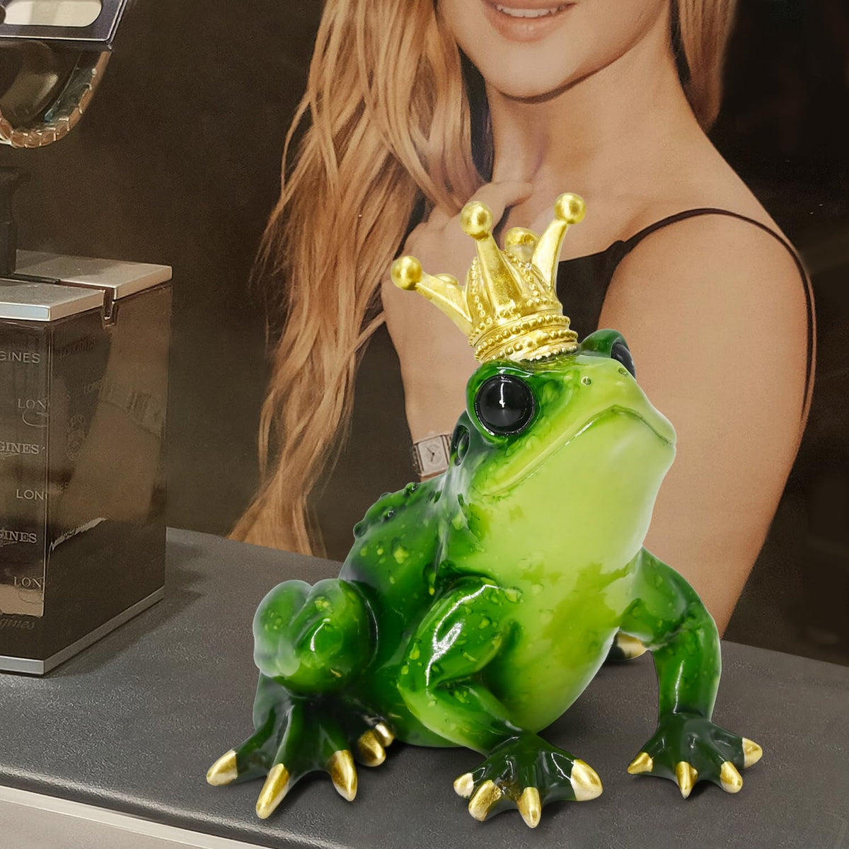 Crown Frog Prince Figurine Princess and Frog Party Decorations Cake Topper (Green Prince Frog)