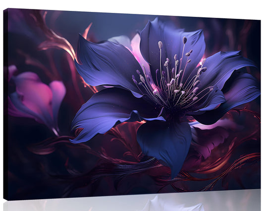 1 Pcs Purple Picture Purple Canvas Purple Pictures for Bedroom Wall Purple Flower with Swirls Print on Canvas Purple Flower Canvas for Home Decor Living Room Stretched and Framed 12x18 inch (18"L x 12"W / Purple Flower 3)