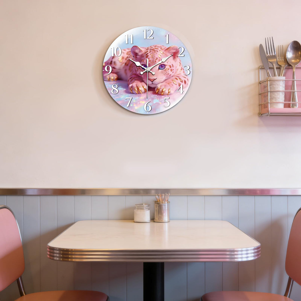 Pink Leopard Wall Clocks Battery Operated (Pink Leopard)