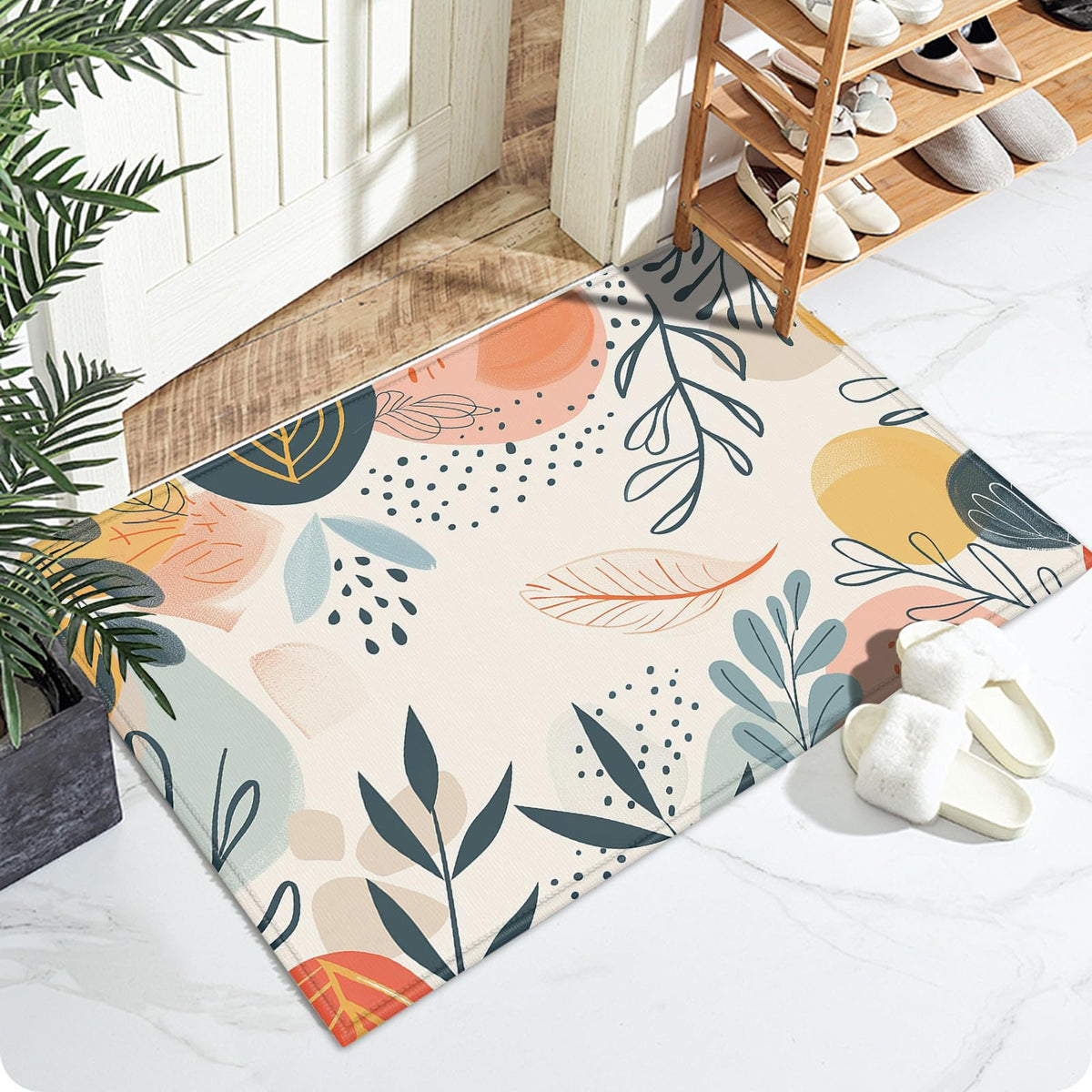 Boho Tropical Leaves Bath Mat for Bathroom (Boho Tropical Leaves)