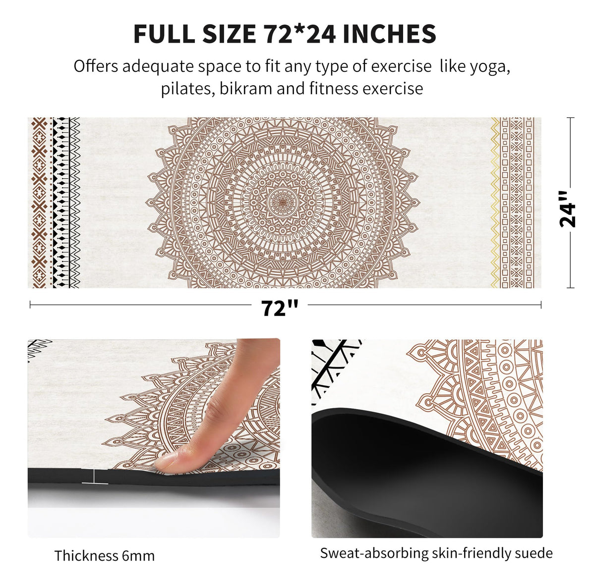 Yoga Mat Print Extra Thick TPE Non Slip Fitness Exercise Mat with Carrying Bag (YHY)
