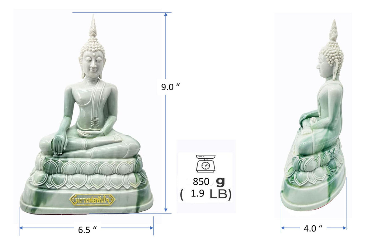 Buddha overcoming Temptations Posture 9" H. Tanjai Thai Buddha Statue for Home Decor Living Room Decor Small Gift Office Gift (White)