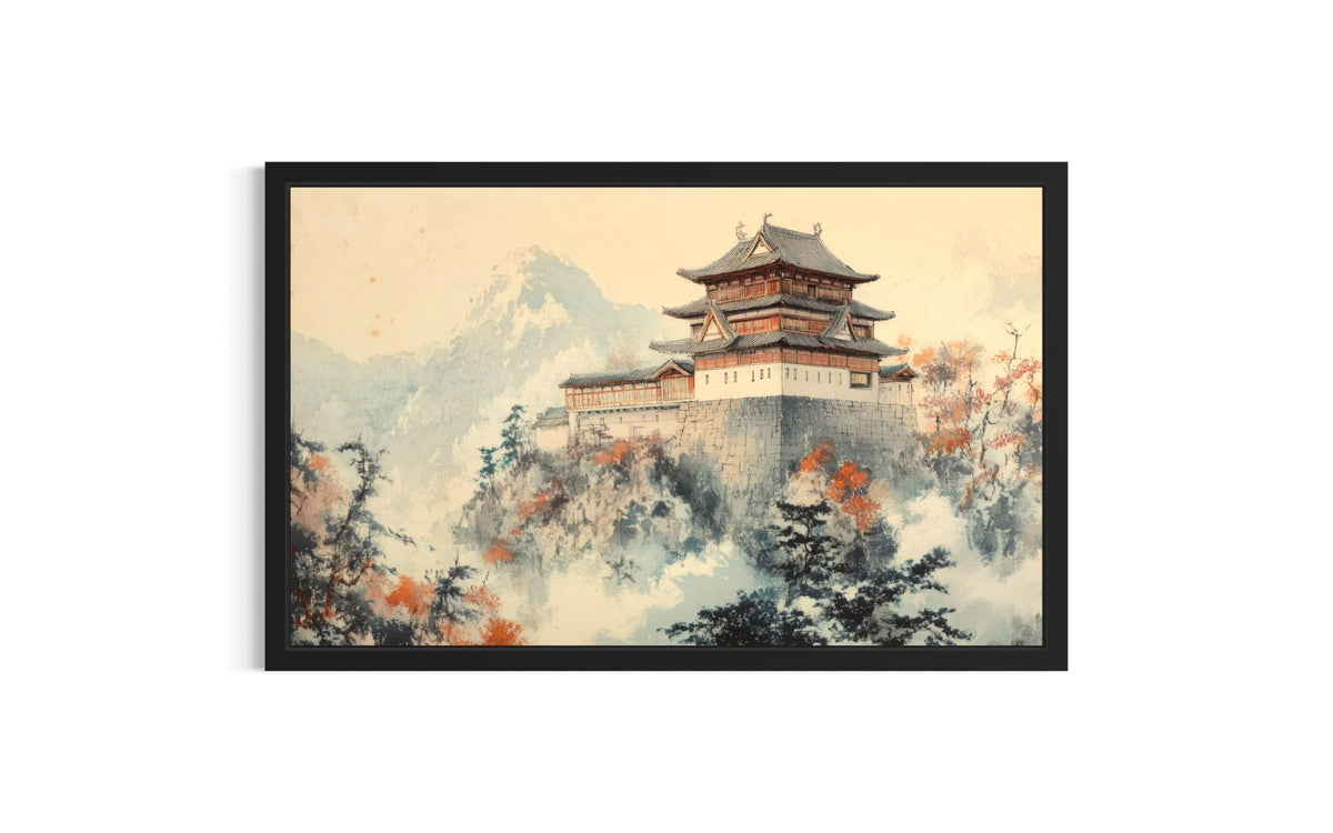 Japanese Castle Unframed Wall Art Print Poster (Japanese Castle / 24"L x 18"W)