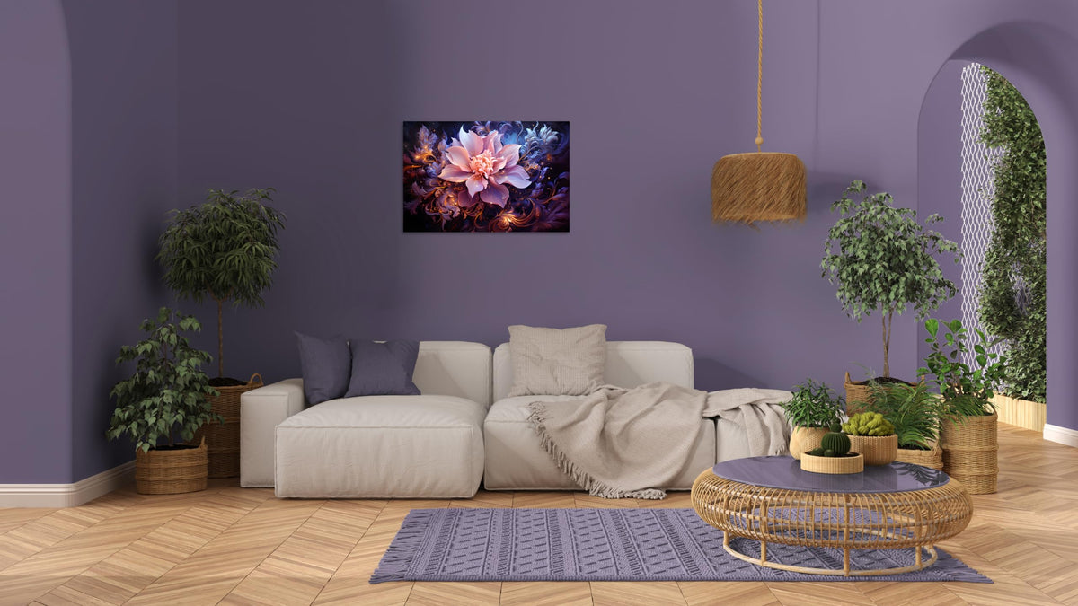 1 Panel Purple Flower Pictures Purple Paintings Abstract Flower Pictures Wall Decor Abstract Flowers Print on Canvas Plum Color Wall Art for Home Decor Stretched and Framed 20x30 inch (30"L x 20"W / Purple Flower 7)