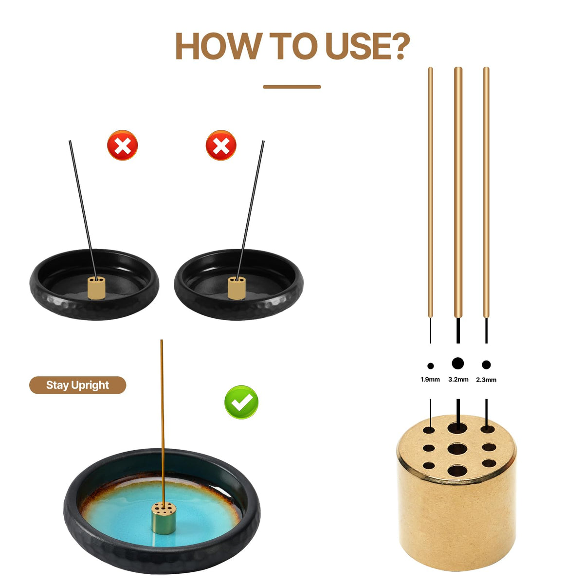 6 Inch Japanese Incense Holder Stick (Crack Blue)