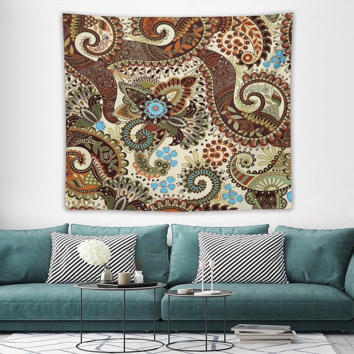 Vintage Bohemian Tapestry Wall Hanging Indian Mandala Colorful Pattern Tapestries Home Decor for Living Room Bedroom Apartment Farmhouse Dorm 50"x60" (50"L x 60"W / Mandala-27)
