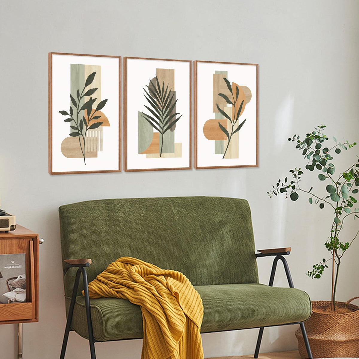Boho Botanical Geometric Framed Wall Art (Botanical B / 16"L x 24"W)