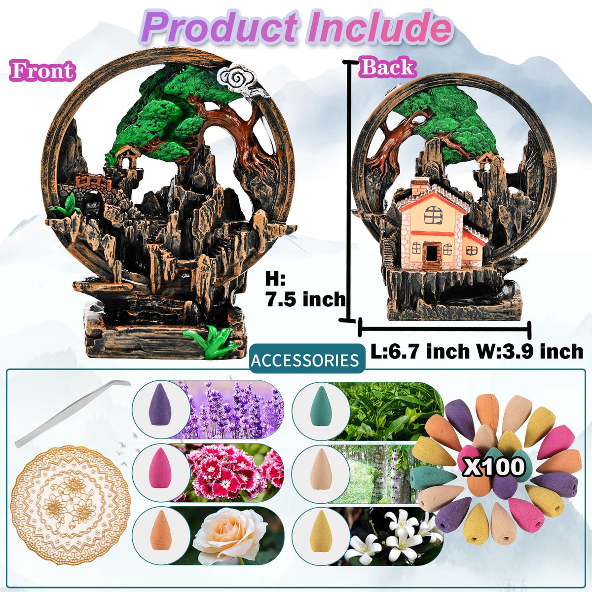 Mountain Waterfall Incense Burner