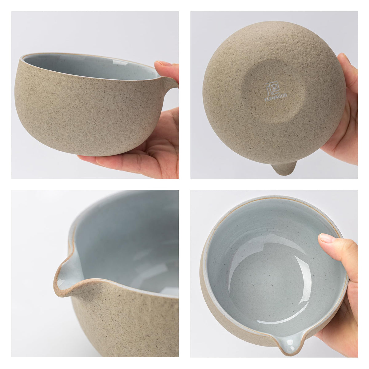 Matcha Set with Spout (Dark Clay / 7 pcs/set, Bowl with Pouring Spout)