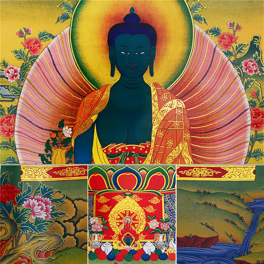 Sangye Menla Bhaisajyaguru Medicine Buddha Thangka Tibetan Thangka Art (Medicine Buddha / 47.2"L x 32.3"W)