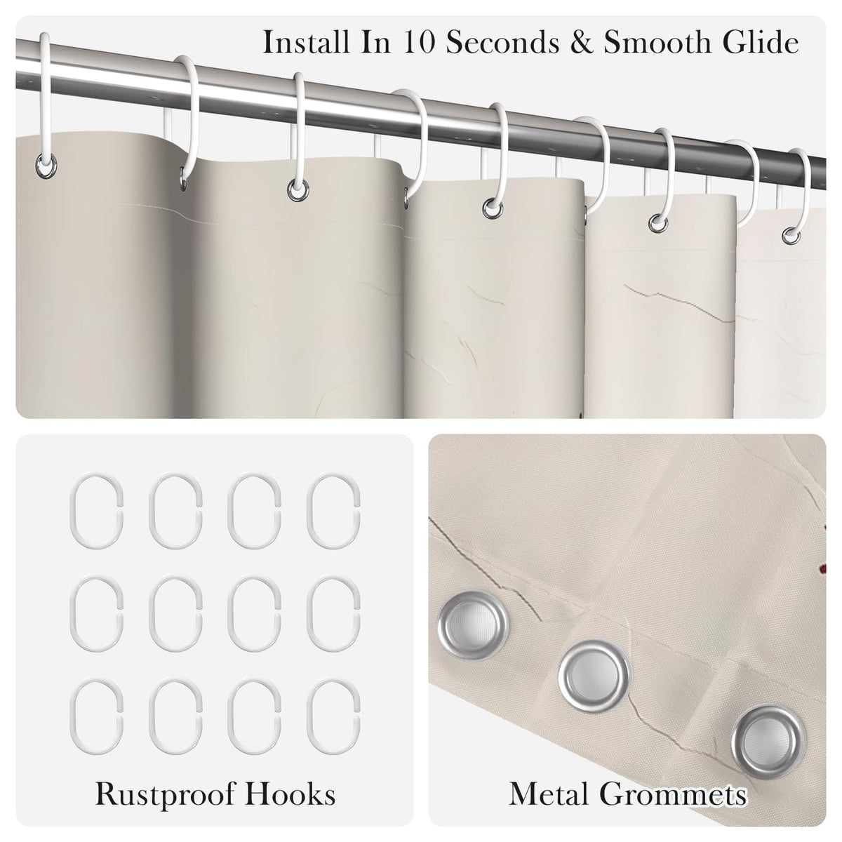 Plum Blossom Shower Curtain with Hooks (Red Plum Blossom)