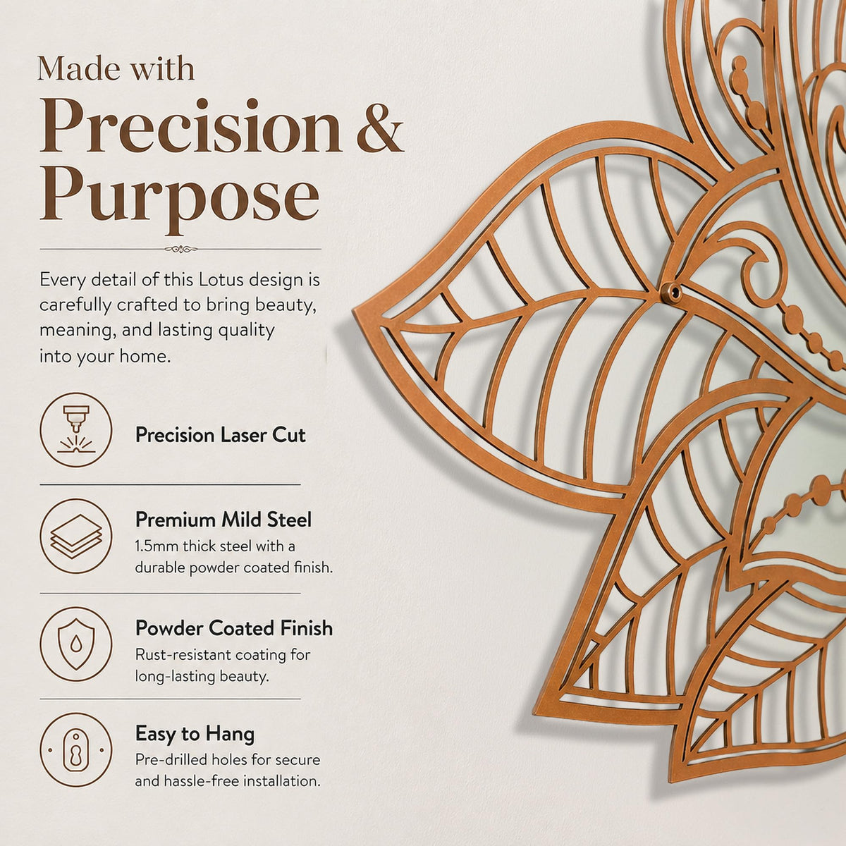 Mandala Metal Wall Decor (26.3" x 17" / Copper)