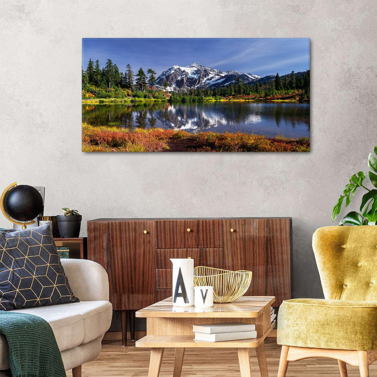 Nature Wall Art Grand Teton National Park Posters Forest Mountains Scenery Pictures Bedroom Bathroom Pine and River Landscape Panoramic Photography Prints Canvas Artwork Living Room Home Decor 24x48" (48"L x 24"W / Grand Teton)