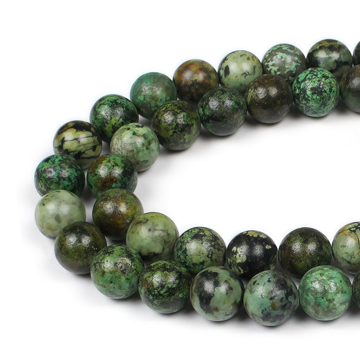 Natural African Turquoise Beads Round Loose Stone Beads for Jewelry Making DIY Bracelet Necklace Accessory 15" (African Turquoise / 10mm)
