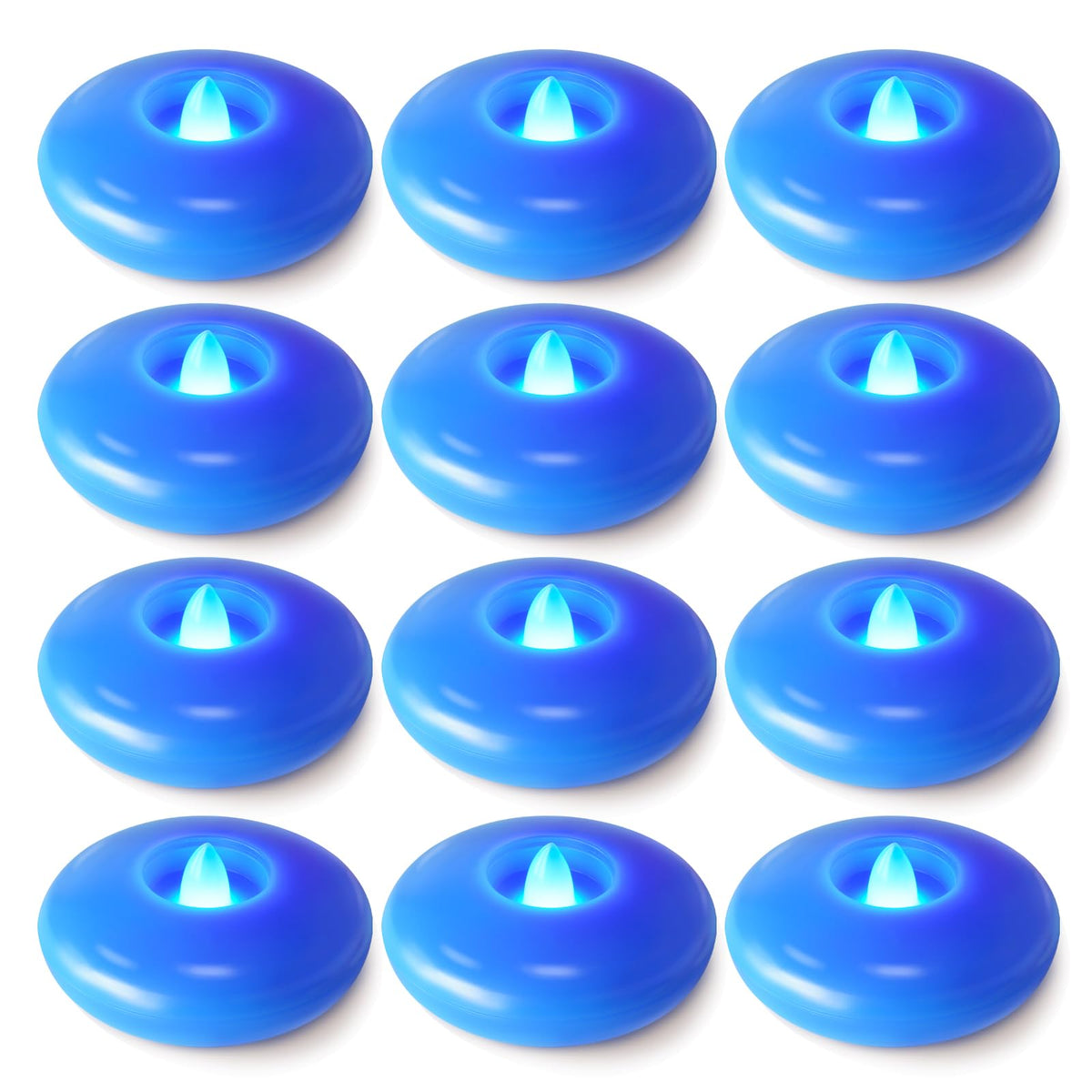 12 Pack 3” Flameless Led Floating Candles (Blue Base / 12 Pack)