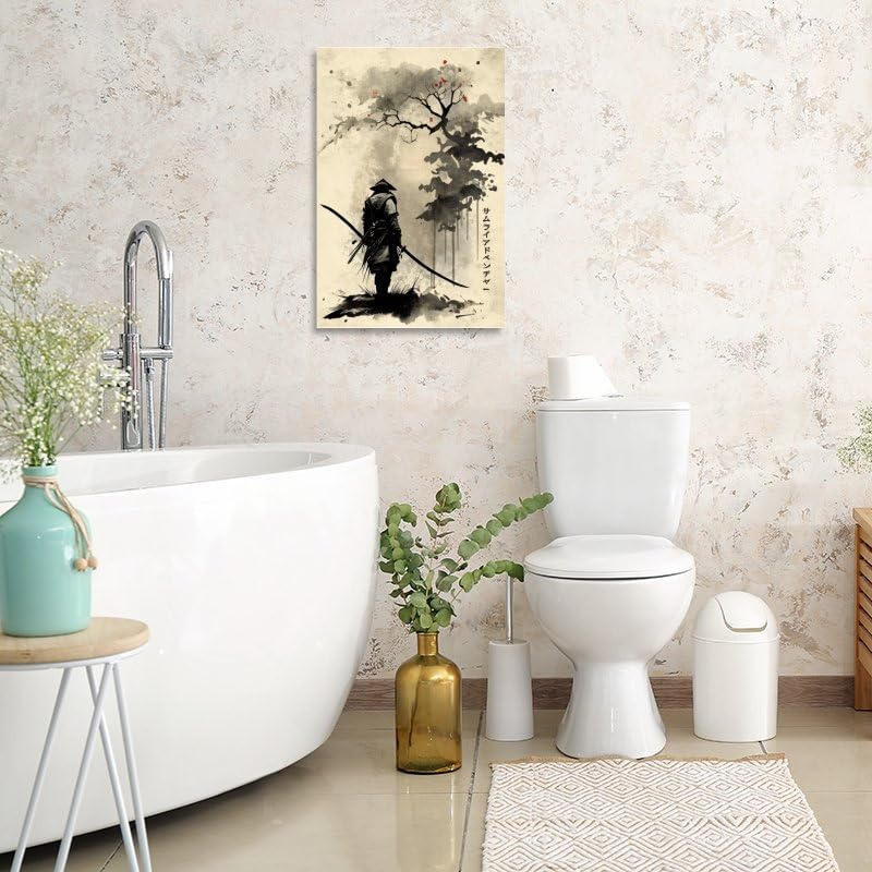 Beautiful Samurai Journey Poster Print by MCAshe Art Printed Beige Aesthetic Wall Decor for Home Office (12"L x 8"W / Frame-2)