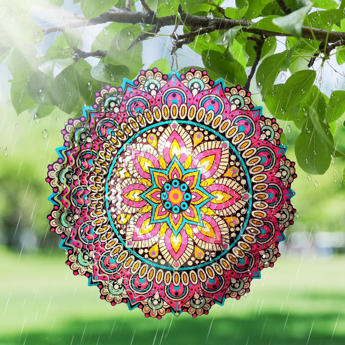 Wind Spinner Mandala Blossom 3D Kinetic Wind Spinners Outdoor (Mandala Blossom)