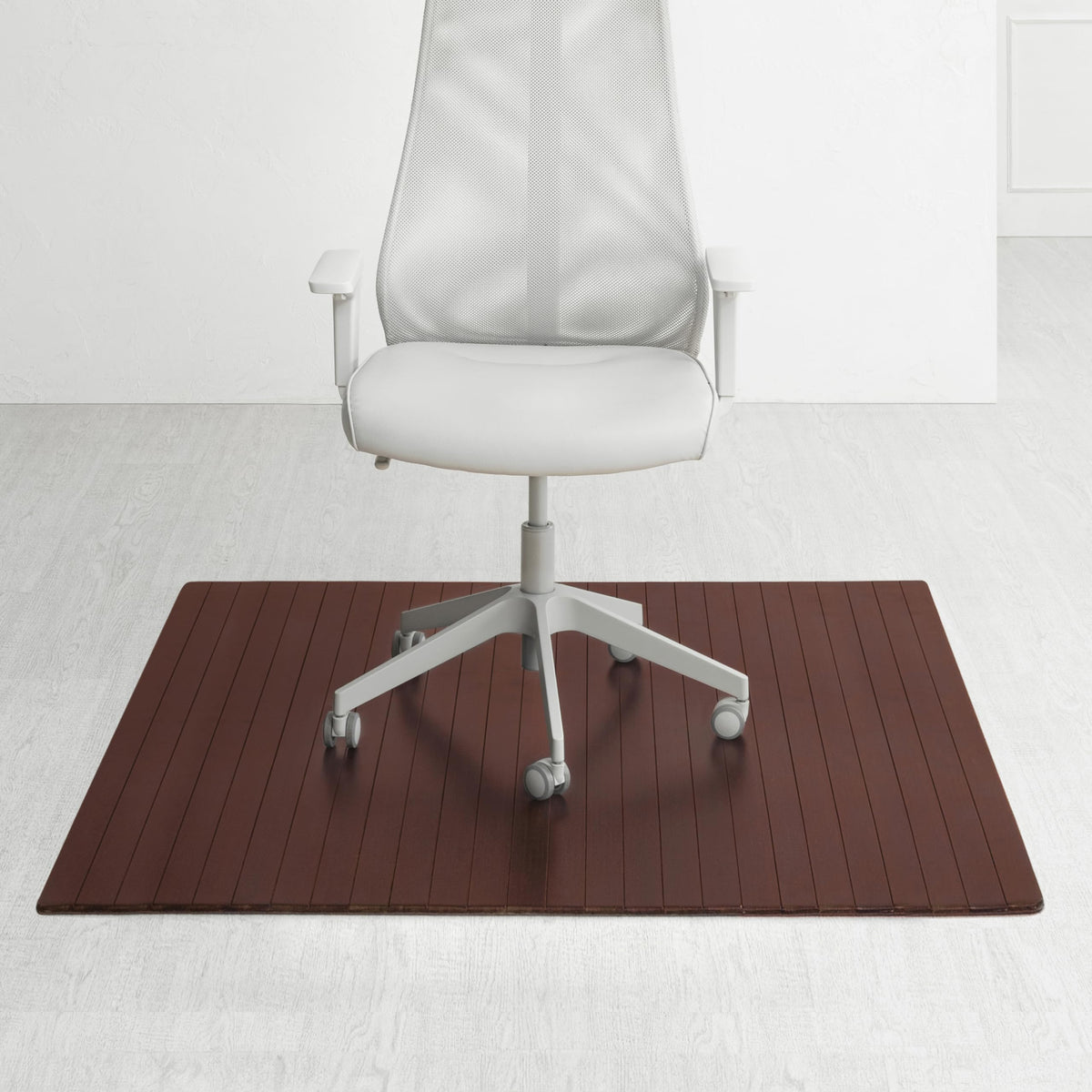 52" x 48" Bamboo Office Chair Mat for Carpet & Hardwood Floor (Dark Cherry / 52" x 48" / Without Lip)