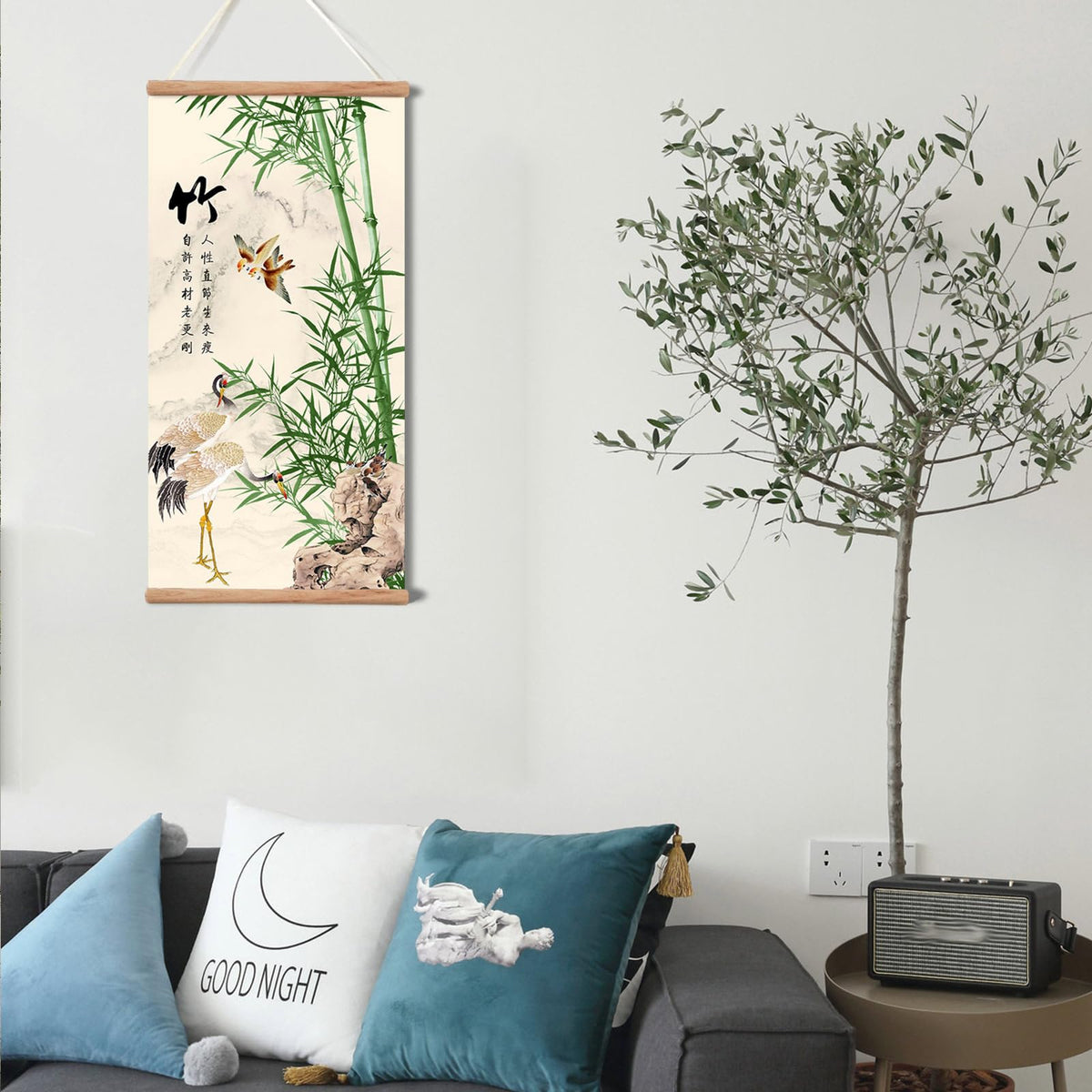 Plum Bossom Chrysanthemum Bamboo Orchid Painting (32"L x 16"W / Bamboo)