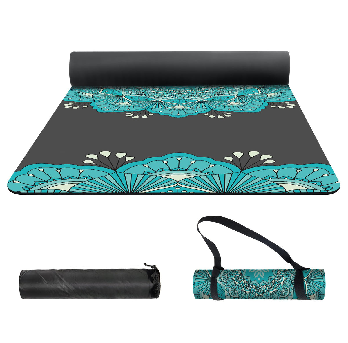 Yoga Mat Print Extra Thick TPE Non Slip Fitness Exercise Mat with Carrying Bag (MX)