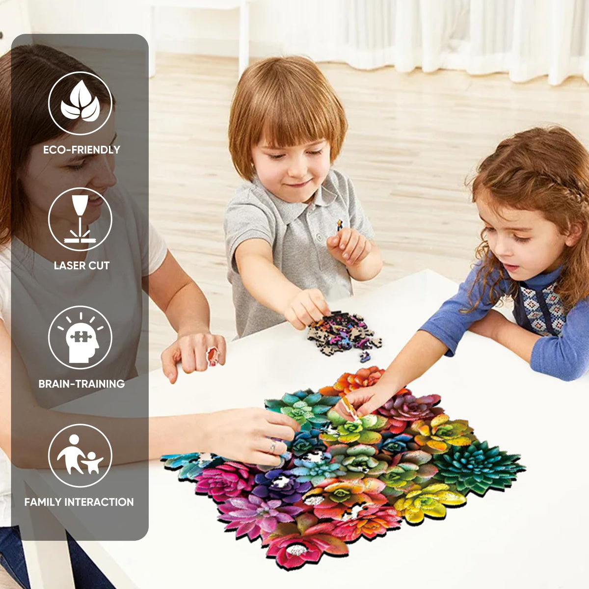 200 Pieces Wooden Puzzles (Succulent / 200 pieces)