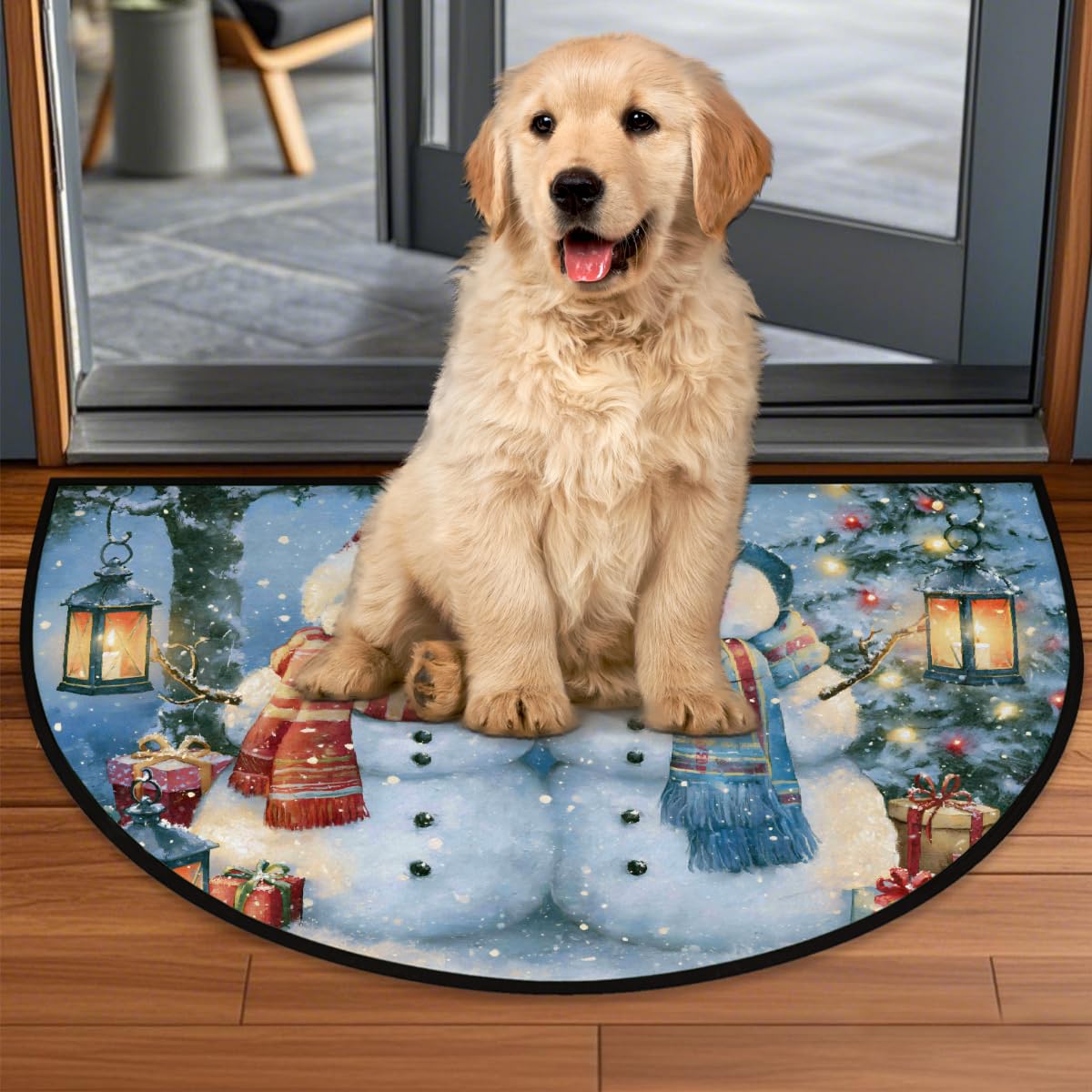 Christmas Half Round Door Mat Outdoor Welcome Entrance Doormat A6 (B-16 Christmas)