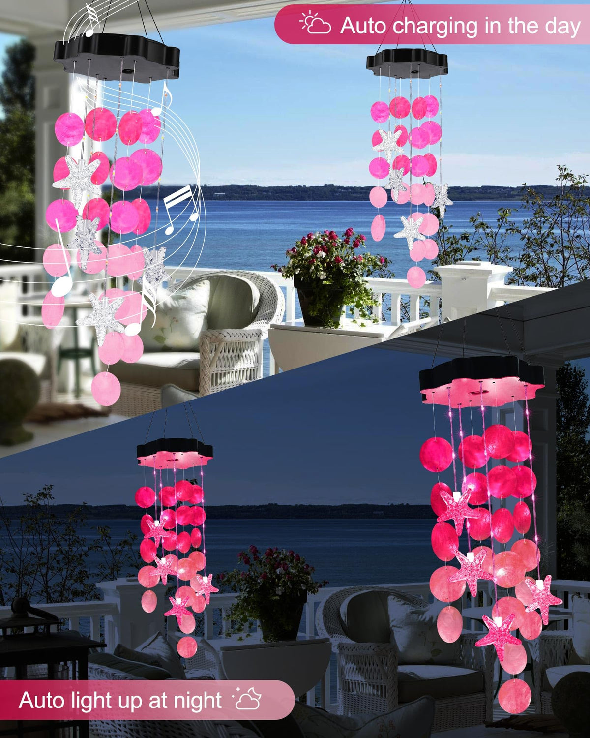 Solar Wind Chimes for Outside (Pink)
