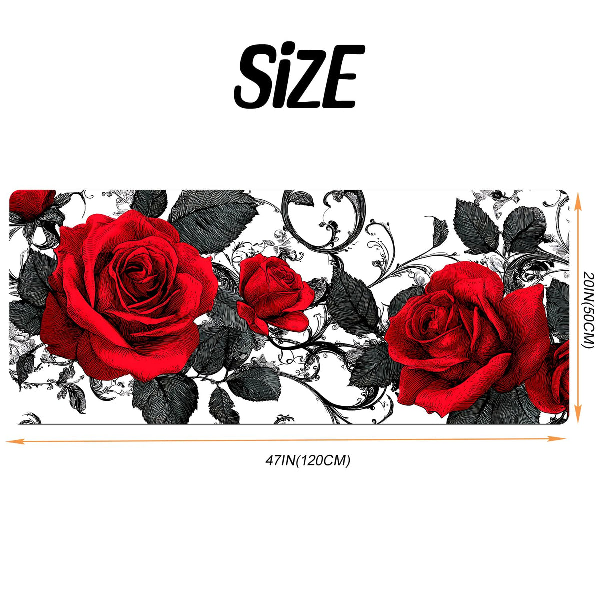 Red Rose Laundry Room Rug 20x47 Inch (#53)