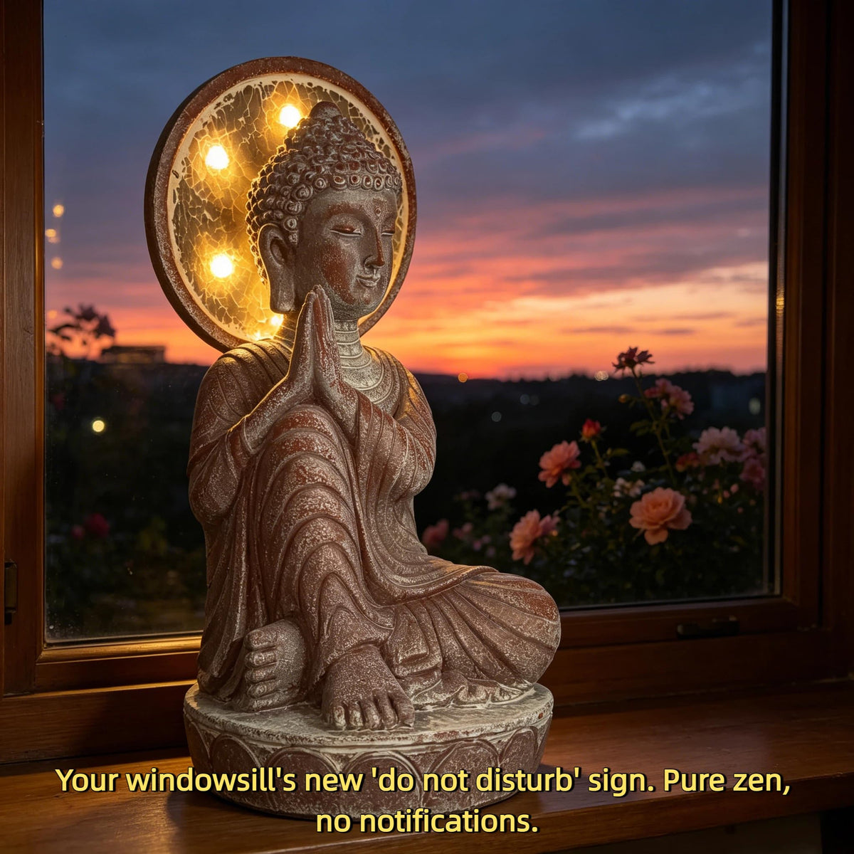 11.5in buddha statue outdoor (Rustic Sandstone)