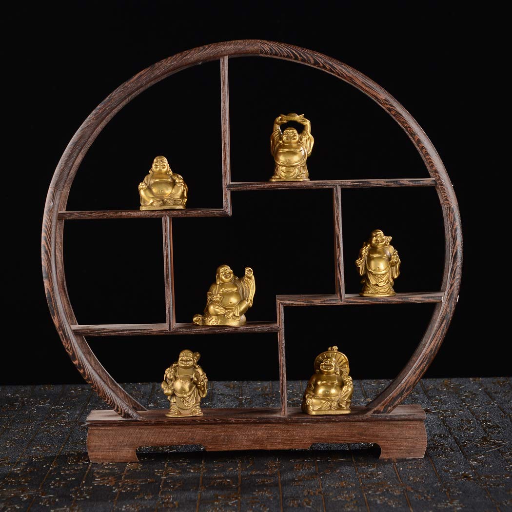 6Pcs 2'' Gold Brass Laughing Buddha Figurines (2''brass Set)