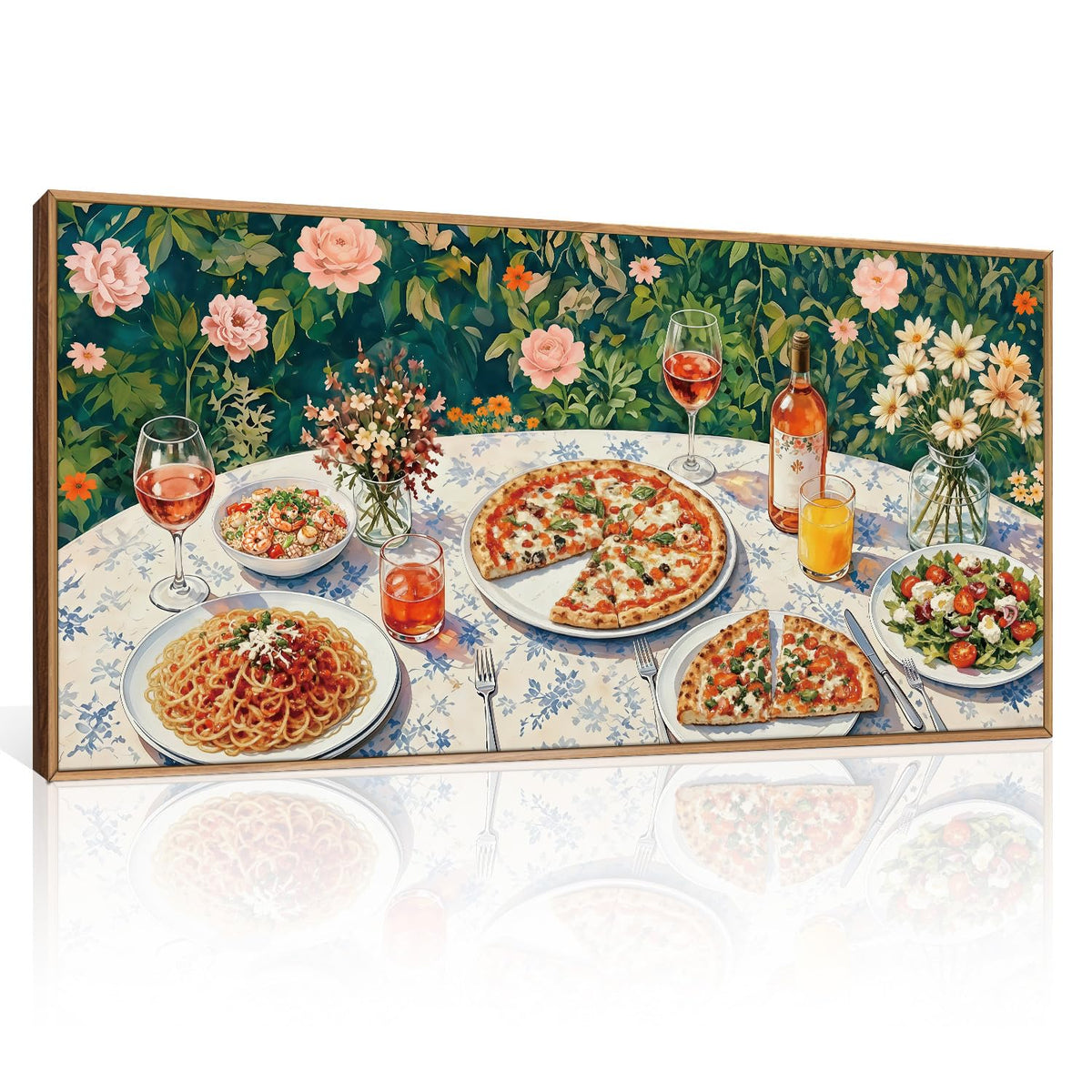 Large Vintage Italian Food Framed Canvas Wall Art (Vintage Italian Food Wall Art / 40"L x 20"W)