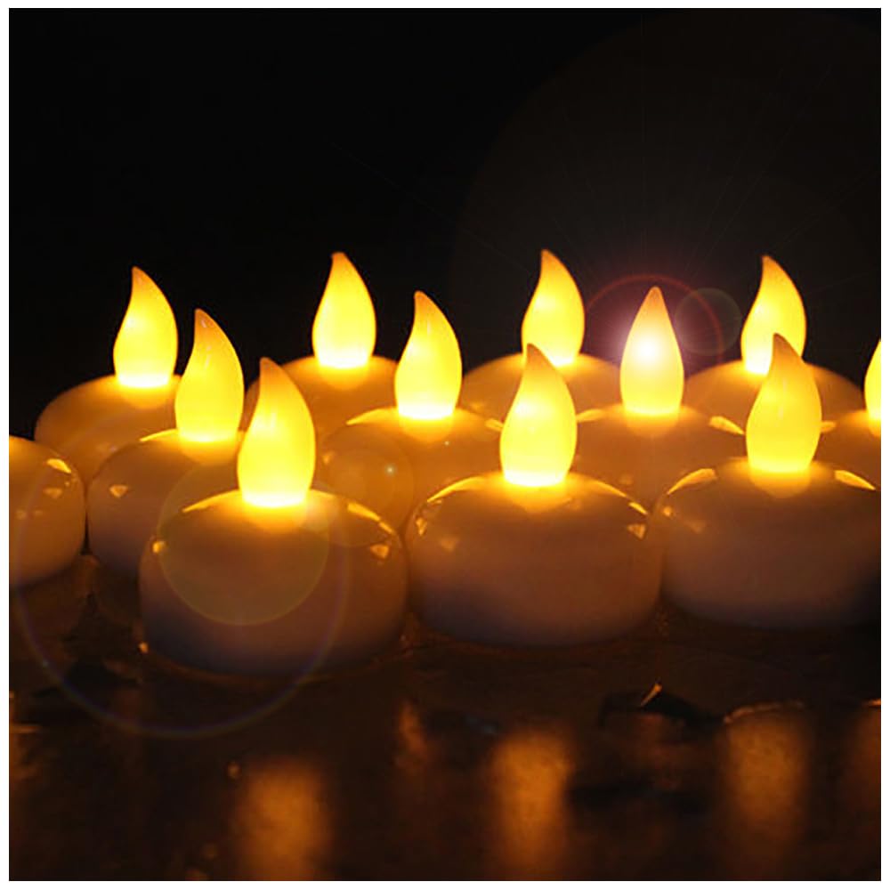 24Pcs Waterproof Flameless Floating Tealights (Yellow (24 Pcs))