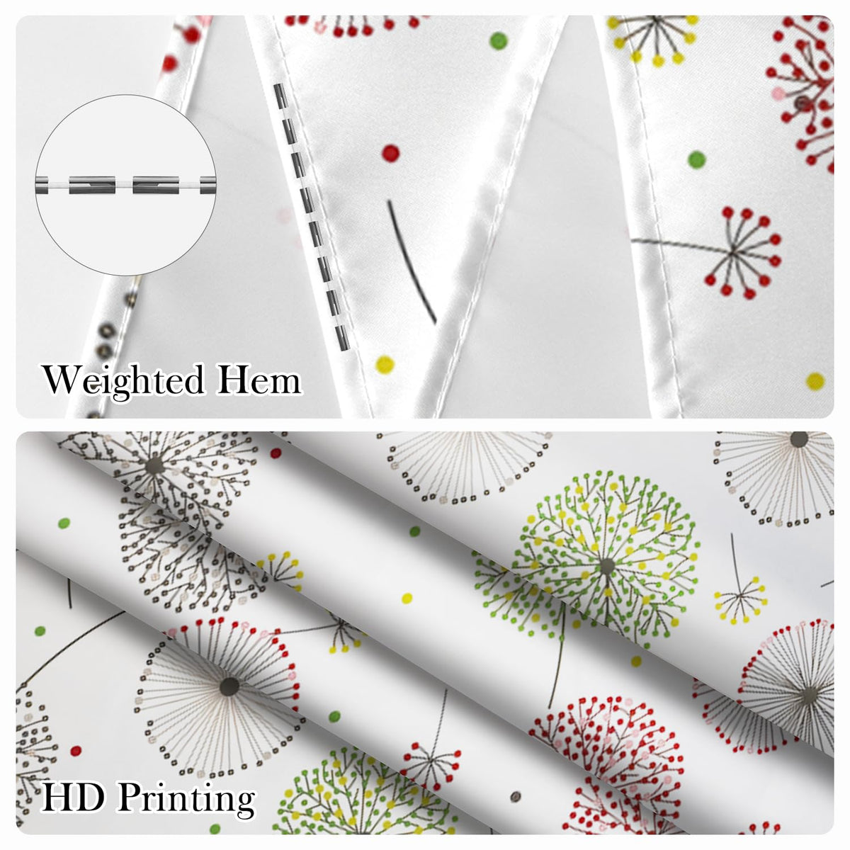Whimsical Dandelion Shower Curtain 71x74 Inch (Abstract Dandelion)