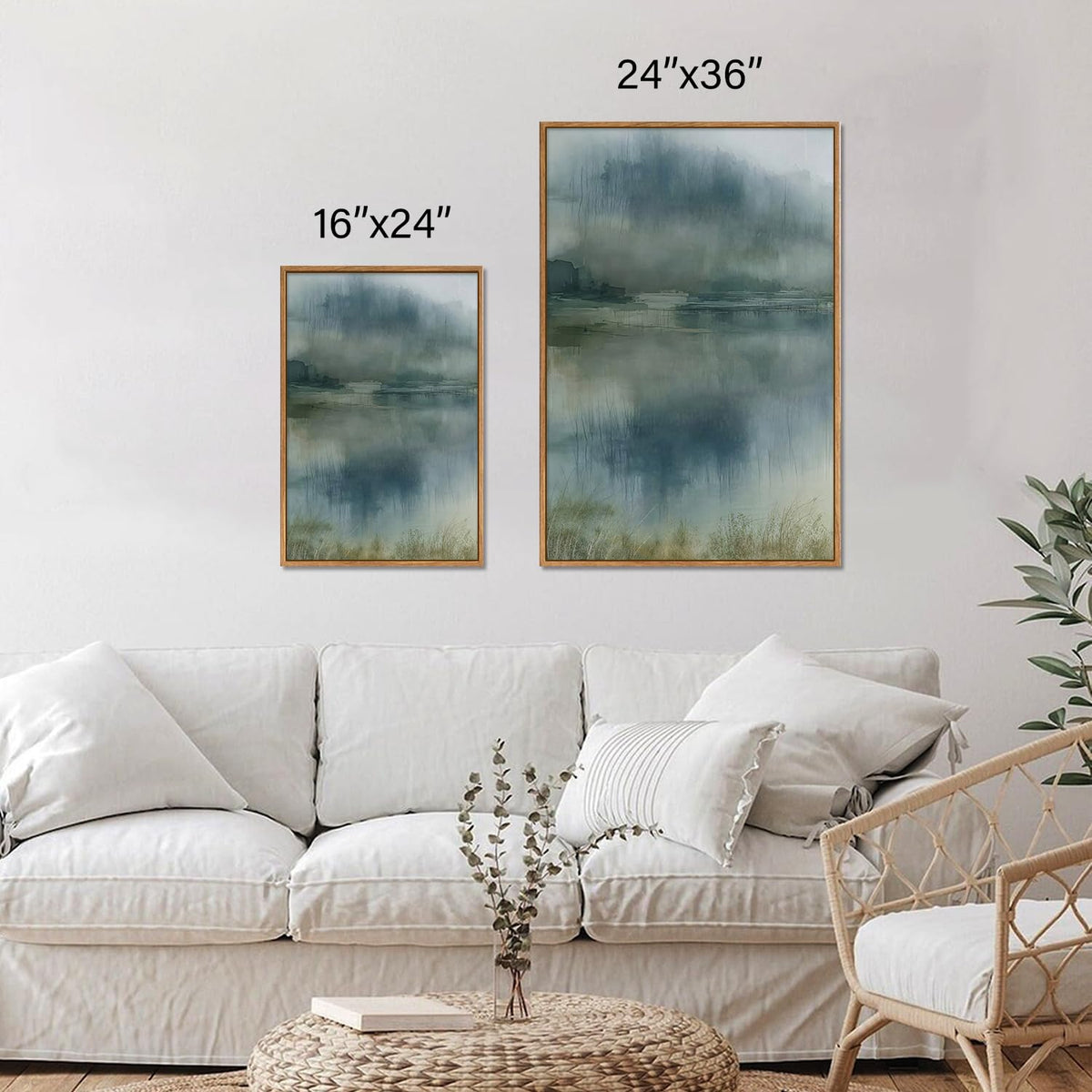 Large Abstract Nature Framed Canvas Wall Art (Abstract Nature / 36"L x 24"W)