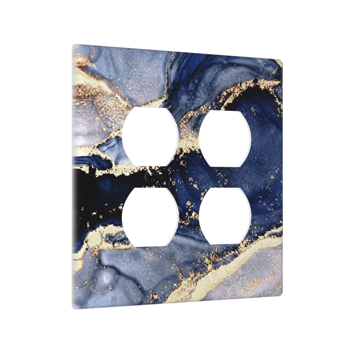 Royal Turquoise Blue Marble 2 Gang 2 Duplex Combination Light Switch Cover Decorative Combo Dual Device Receptacle Switch Face Wall Plate (Royal Turquoise Blue Marble / 2 Gang2 Duplex)