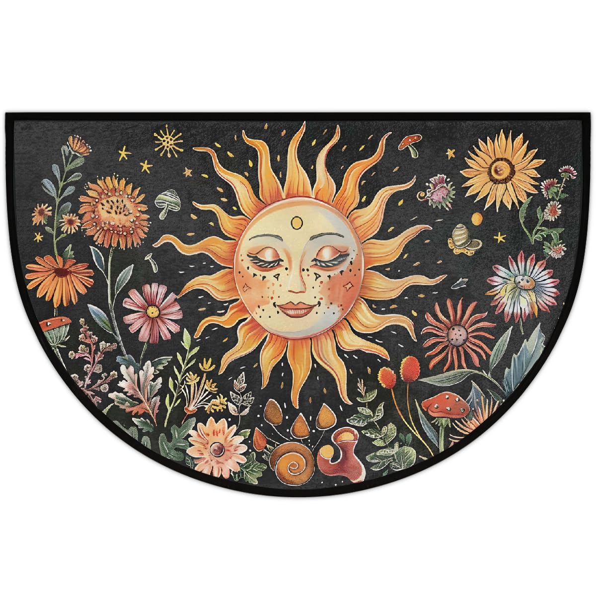 Sun Flowers Half Round Door Mat Non Slip Half Circle Rugs (A:a-color 2)