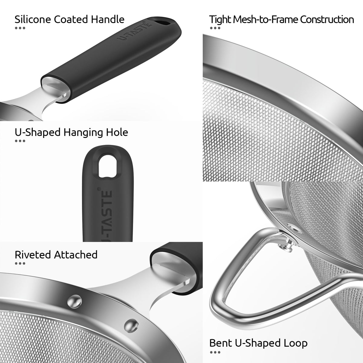 Fine Mesh Strainer (S-3.35in / (2) Black)