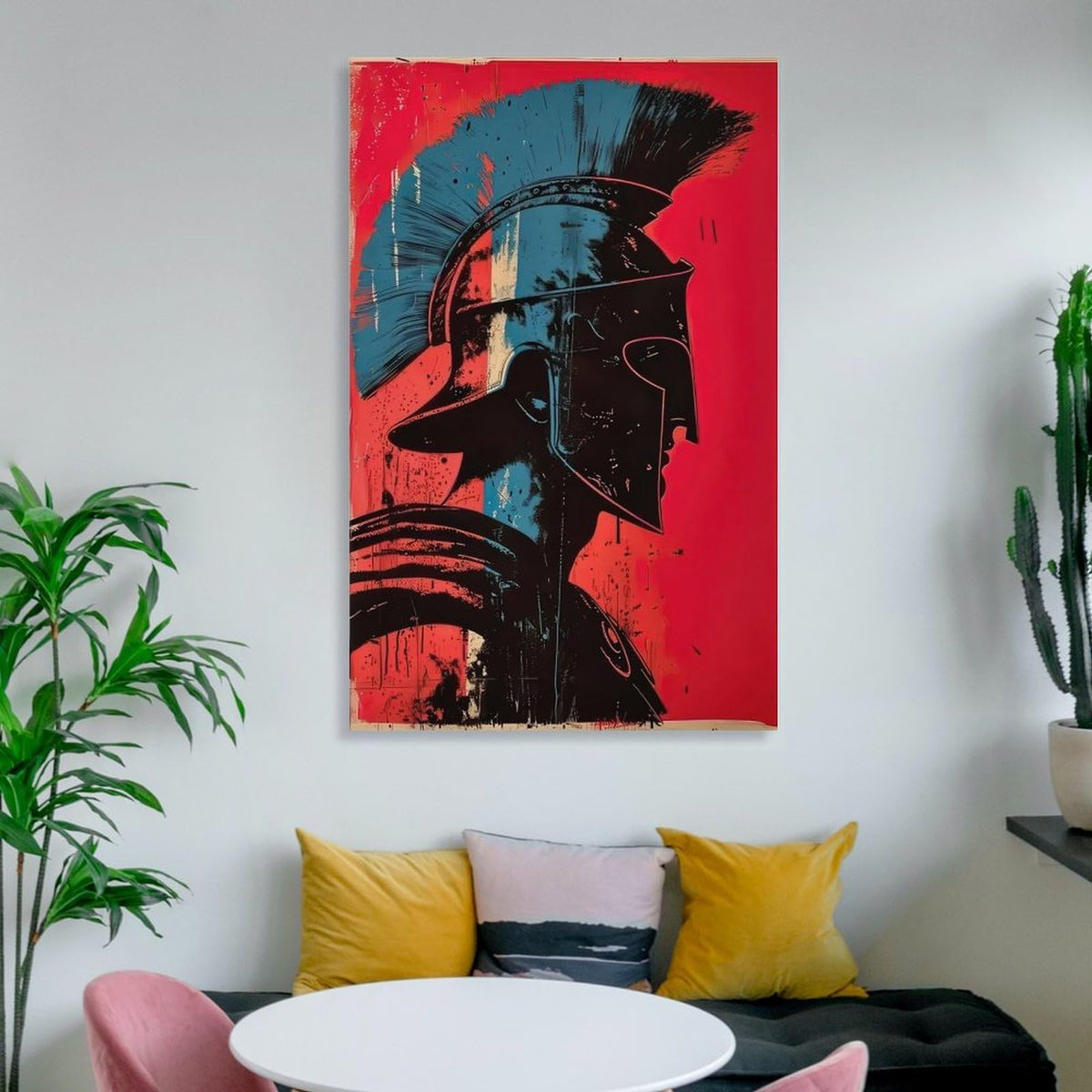Spartan Warrior Profile Canvas Printing Wall Art Prints Wall Decor Posters Red Black Modern Abstract Greek Helmet Minimalist Living Room Bedroom Office Gym Decor 24x36inch (style-10 / 24x36inch(60x90cm) Unframe)