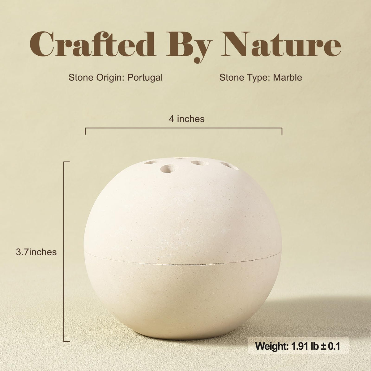 Marble Incense Burner (Sphere-beige)