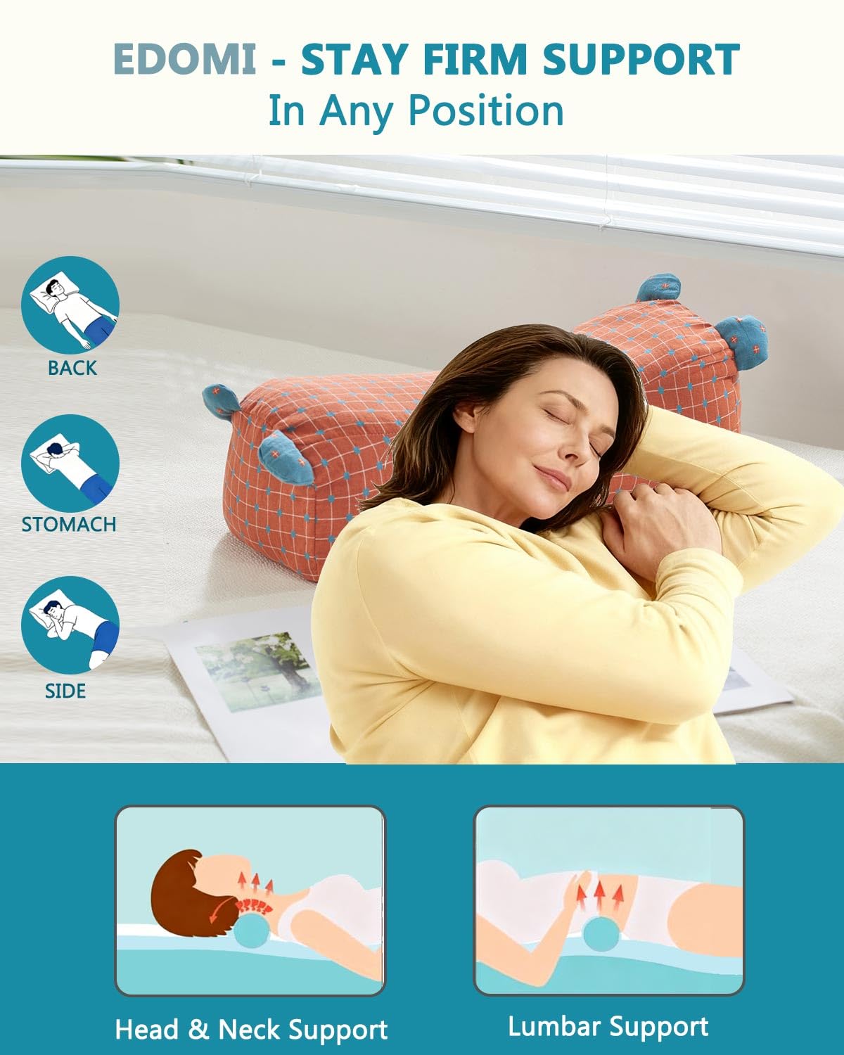 Adjustable Buckwheat Cervical Roll Pillow (Red)