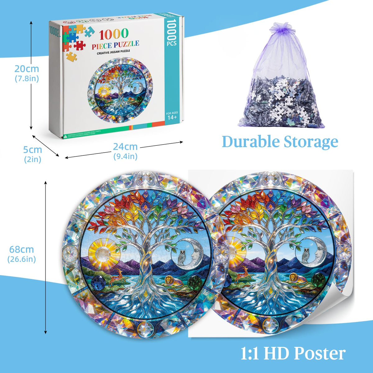 Puzzles for Adults 1000 Pieces (A-tree of Life With Sun & Moon / 1000 Pieces)