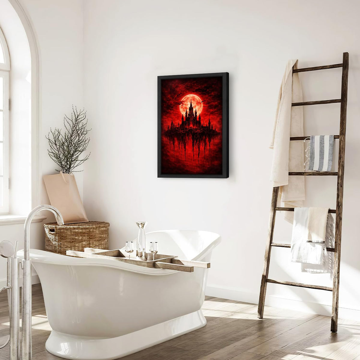 Gothic Castle Wall Art Dark Academia Canvas Wall Decor Moody Aesthetic Pictures Victorian Witchy Paintings Prints Creepy Goth Artwork Framed Decorations For Bathroom Bedroom Living Room Office Gifts 16" x 24" (Gothic / 24"L x 16"W)