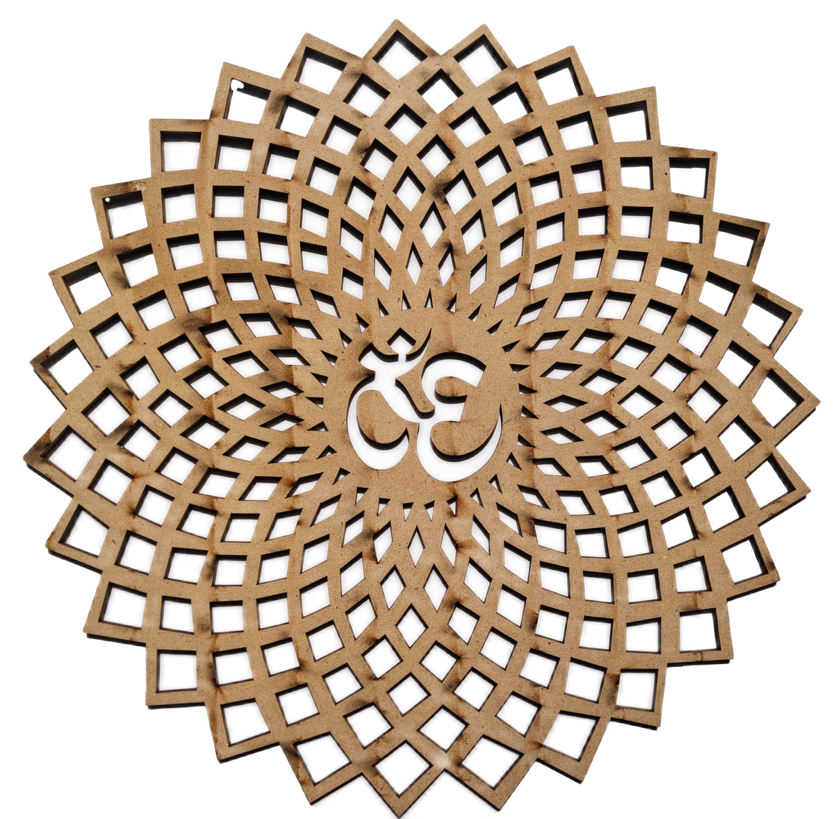60x60cm Golden Om Round Decorative Wall Art Mdf Wooden Om Chakra For Temple (GEOMETRY OM-Gold / 24"L x 24"W)