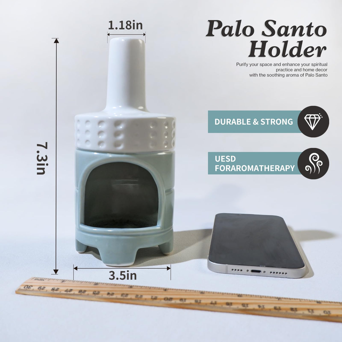 Handmade Ceramic Palo Santo Holder Burner (Modern Palo Santo Holder-white Green)