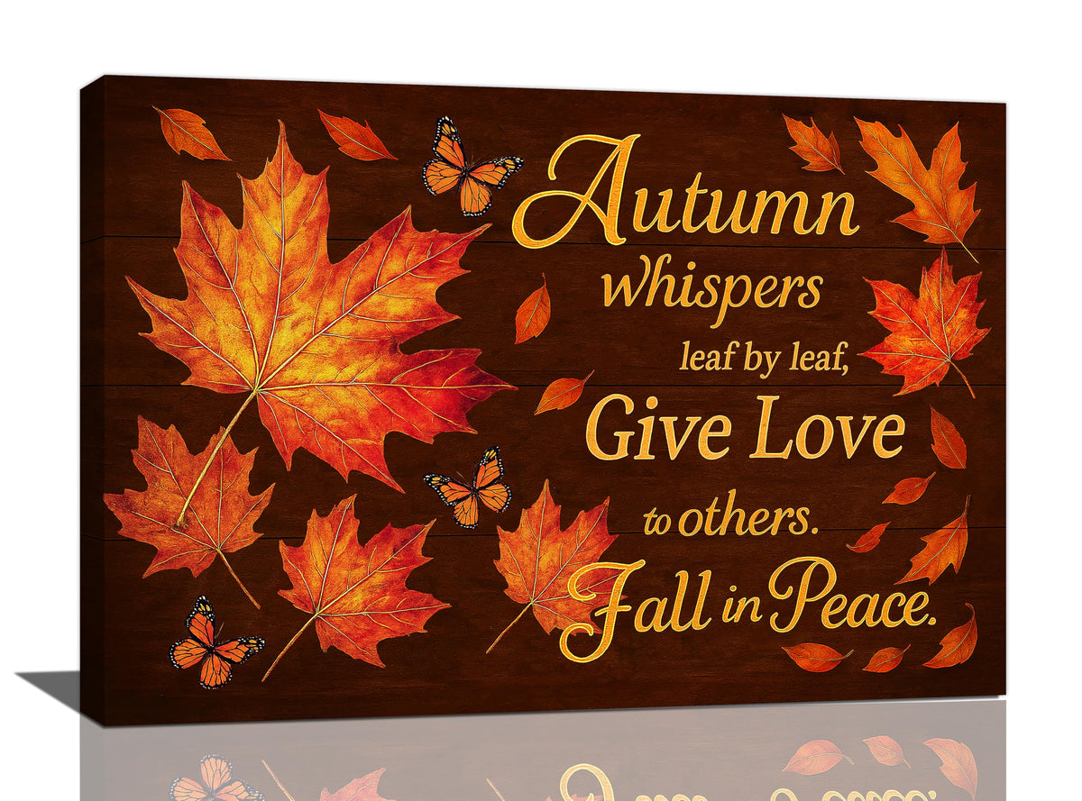 Fall Maple Leaves Wall Art Christian Canvas Wall Decor Pictures Christ Paintings Prints Religious Bible verse Artwork Framed Decorations For Church Prayer Room Bathroom Bedroom Living Room Gifts 24" x 16" (Maple Leaves / 24"L x 16"W)