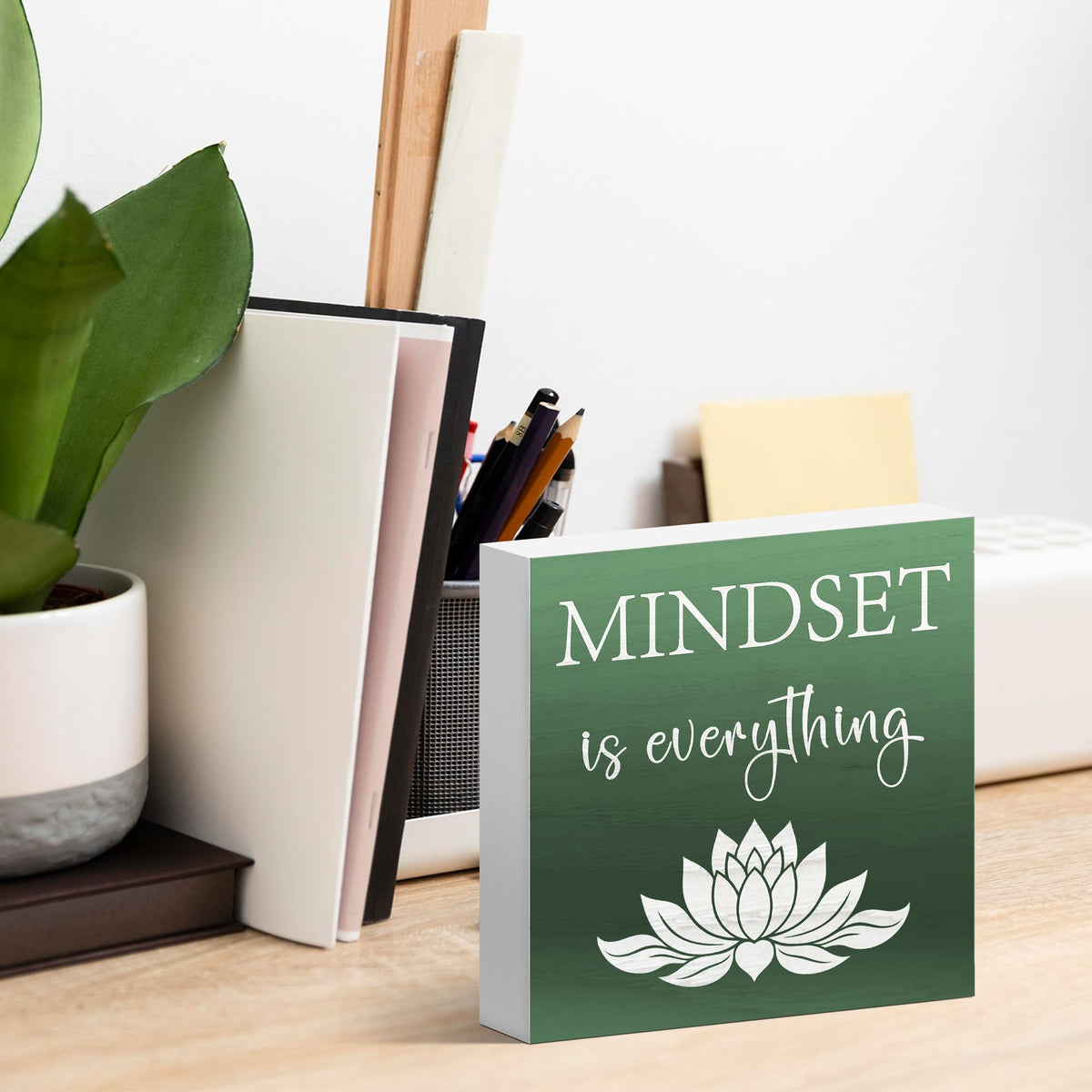 Inspirational Quote Decor Box Sign for Office Work (Mint)