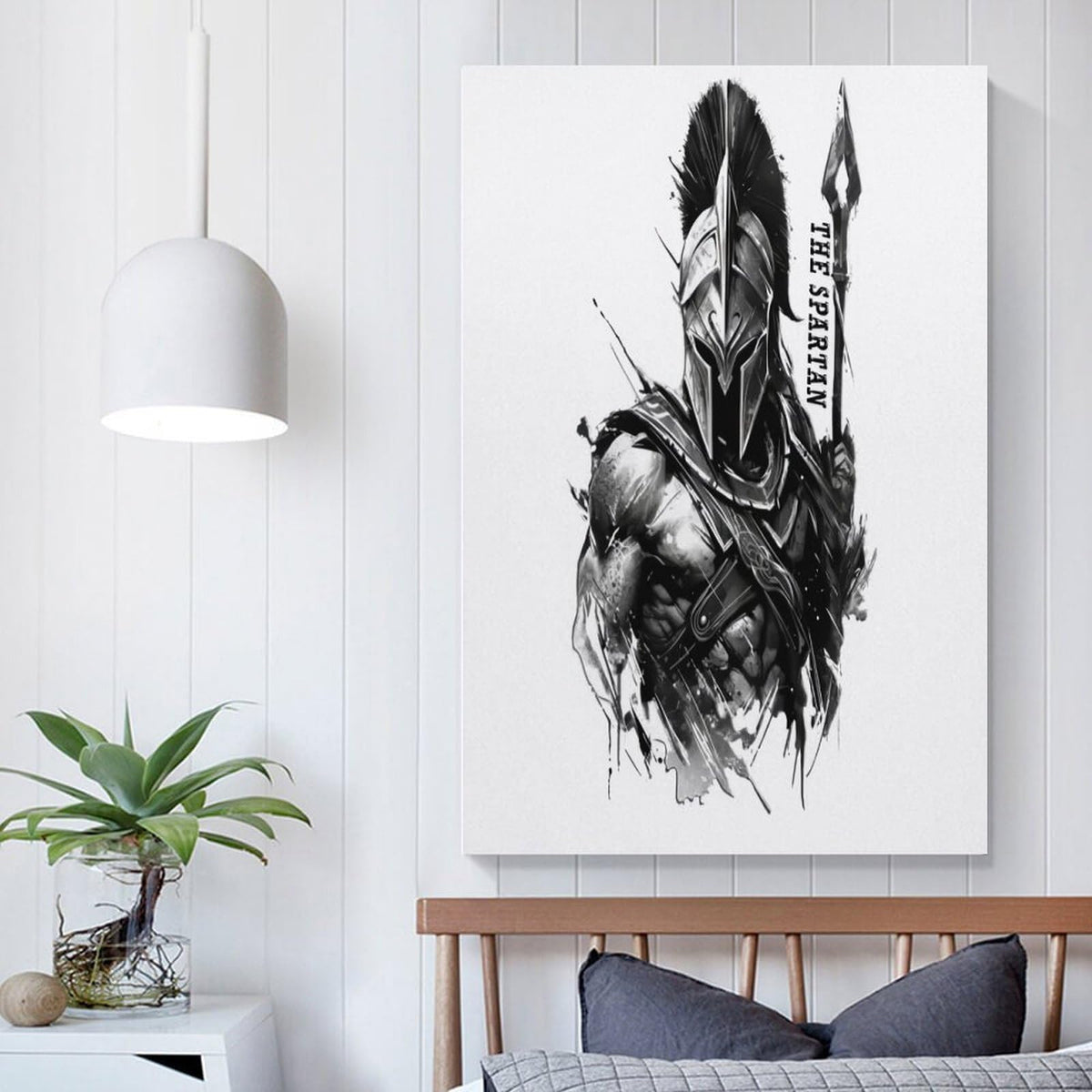 Spartan Warrior Illustration Fitness Gym Canvas Printing Wall Art Prints Wall Decor Posters Black White Gladiator Helmet Nordic Bohemian Living Room Bedroom Office Motivation Decor 08x12inch (style-16 / 08x12inch(20x30cm) Unframe)