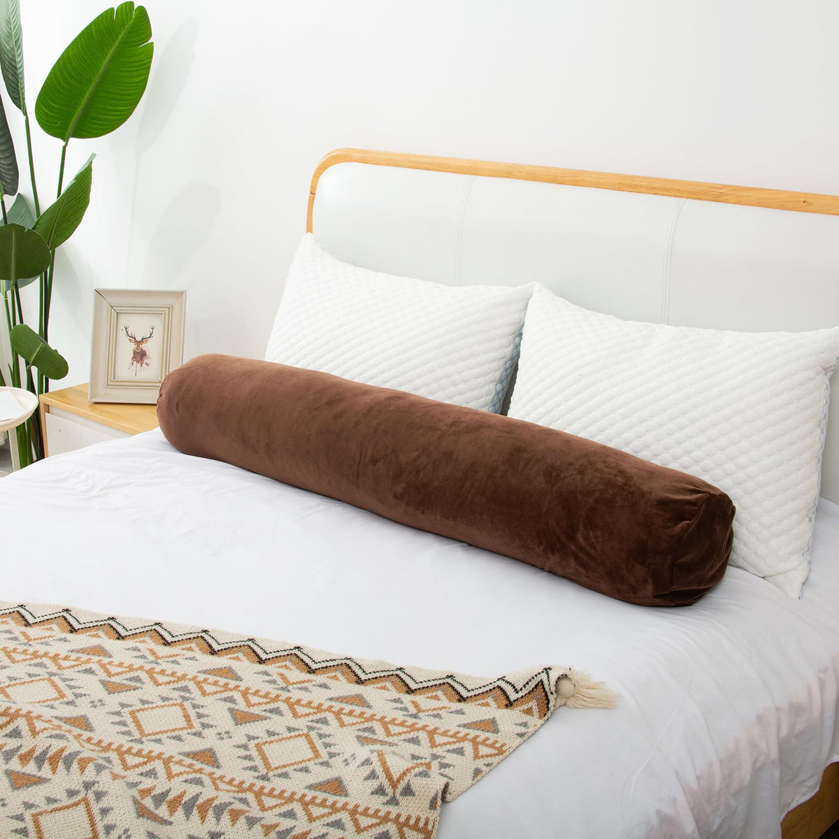Round Body Pillow for Adults (Coffee / 47 inch)